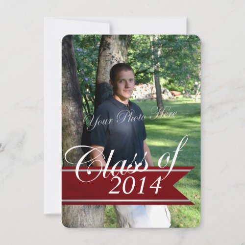Classic Grad 2014 Varsity Banner Red Photo Announcement