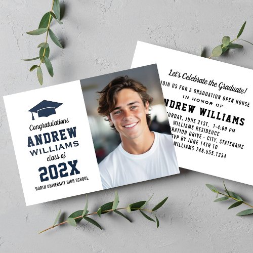 Classic Grad Cap Graduation Party Graduate Letterpress Photo Cards