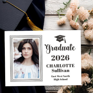 Classic Grad Cap Portrait Graduation Letterpress Photo Cards