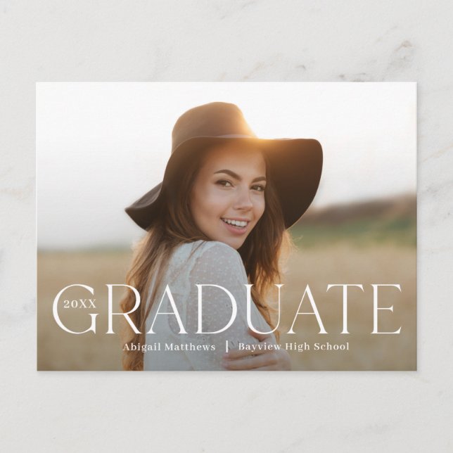 Classic Grad Editable Color Graduation Postcard (Front)