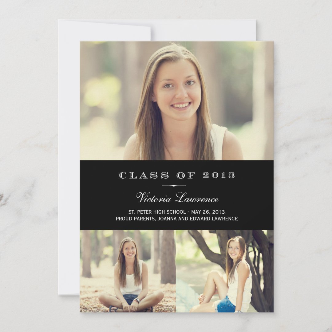 Classic Grad Graduation Invitation Announcement 