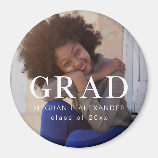 Classic Graduate Photo and Name Magnet (Front)