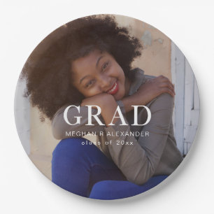 Classic Graduate Photo and Name Paper Plates
