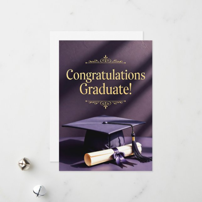 Classic Graduation Achievement Theme Holiday Card (Front/Back In Situ)