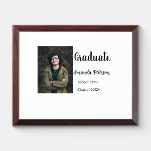 Classic graduation add photo name class year schoo award plaque