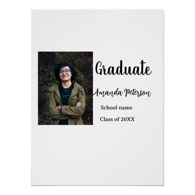 Classic graduation add photo name class year schoo poster (Front)