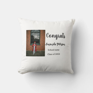 Classic graduation add photo name class year schoo throw pillow
