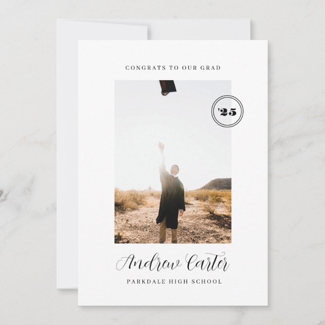 Classic Graduation Announcement for High Schooler (Front)