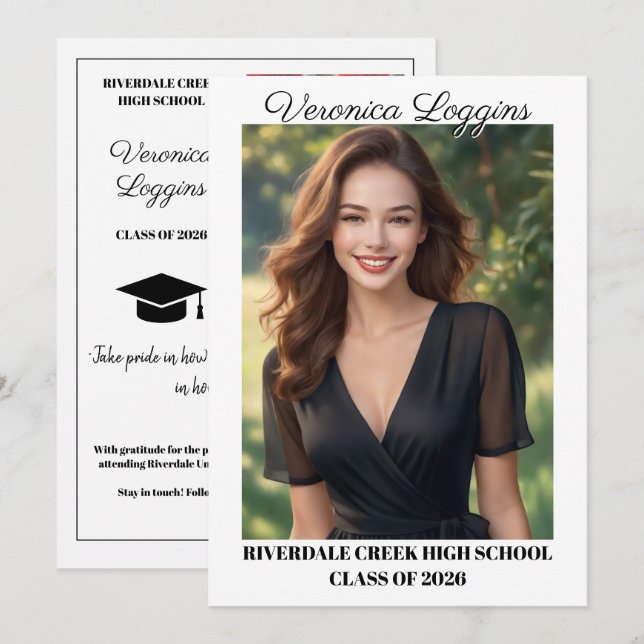 Classic Graduation Announcement Photo Cards (Front/Back)