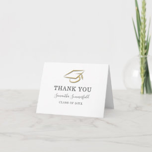 Classic Graduation Cap Graduate Personalized Letterpress Thank You Card