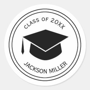 Classic Graduation Cap Personalized Graduate name Round Sticker