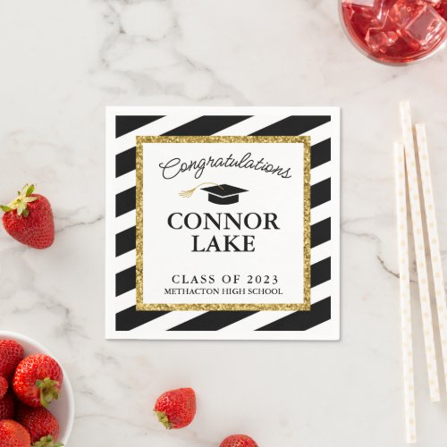 Classic Graduation Gold Glitter Graduation Party  Napkins