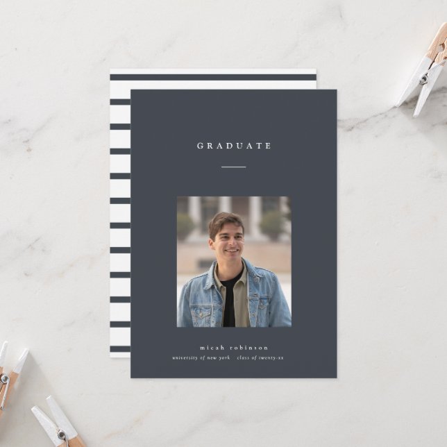 Classic Graduation Photo Card | Announcement (Front/Back In Situ)