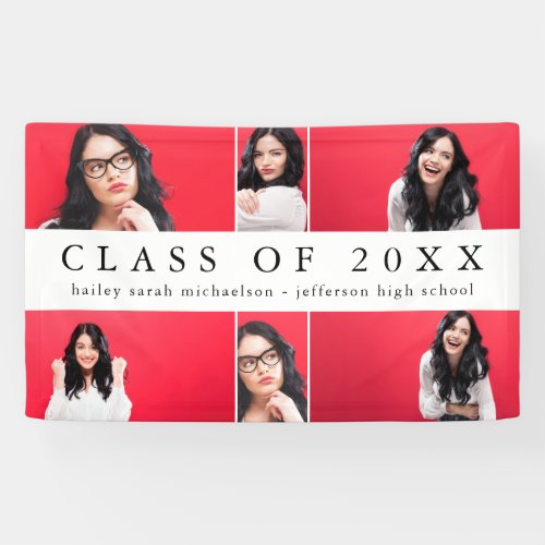 Classic Graduation Photo Collage with Name Black Banner