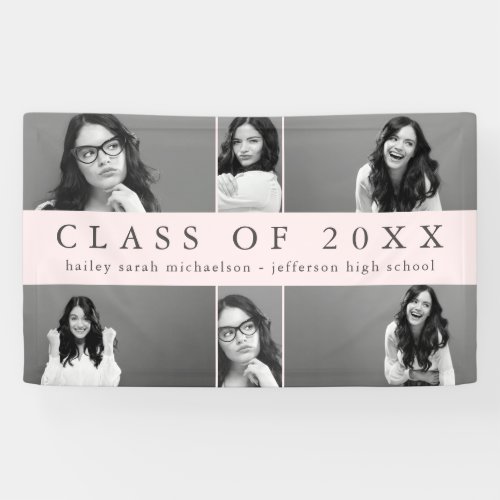 Classic Graduation Photo Collage with Name Blush Banner