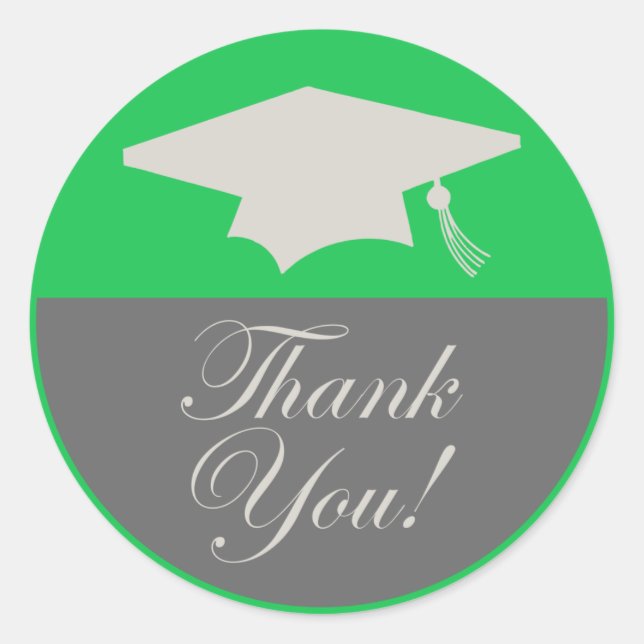 Classic Graduation Thank You Label (Green) (Front)