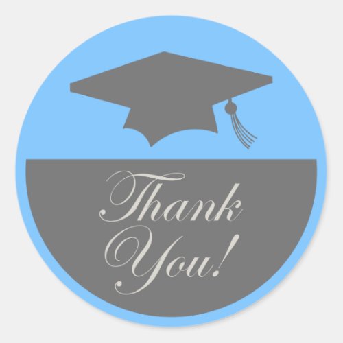 Classic Graduation Thank You Label Light Blue