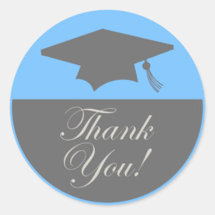 Classic Graduation Thank You Label (Light Blue)