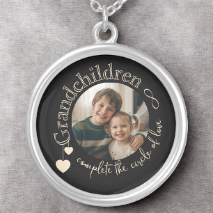 Classic Grandchildren Photo – Gift for Grandma Silver Plated Necklace