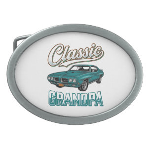 Classic Grandpa Vintage Car T-Shirt Design_1 Belt Buckle