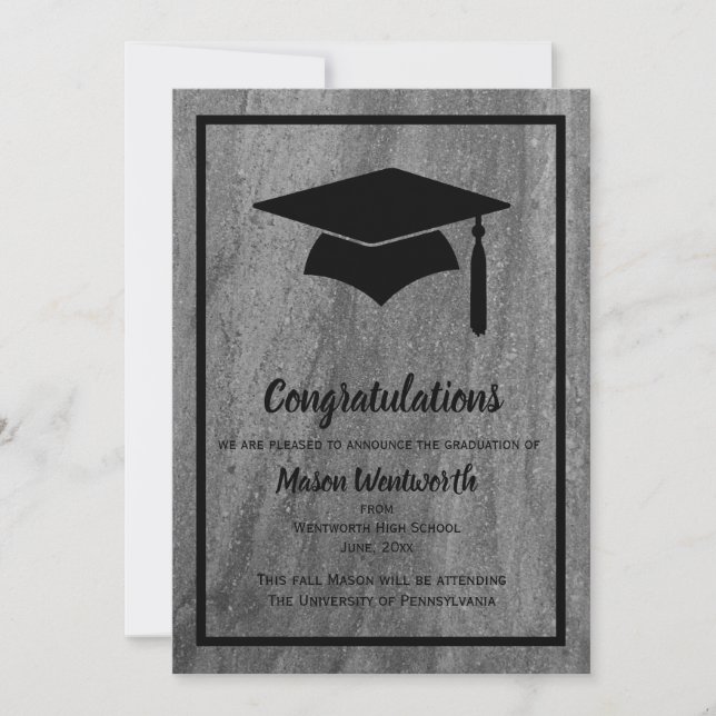 Classic Granite Graduation Announcement - black (Front)