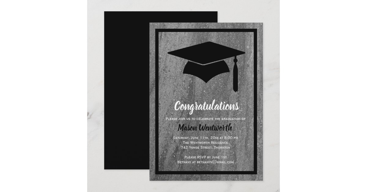 Classic Granite Graduation Invitation | Zazzle