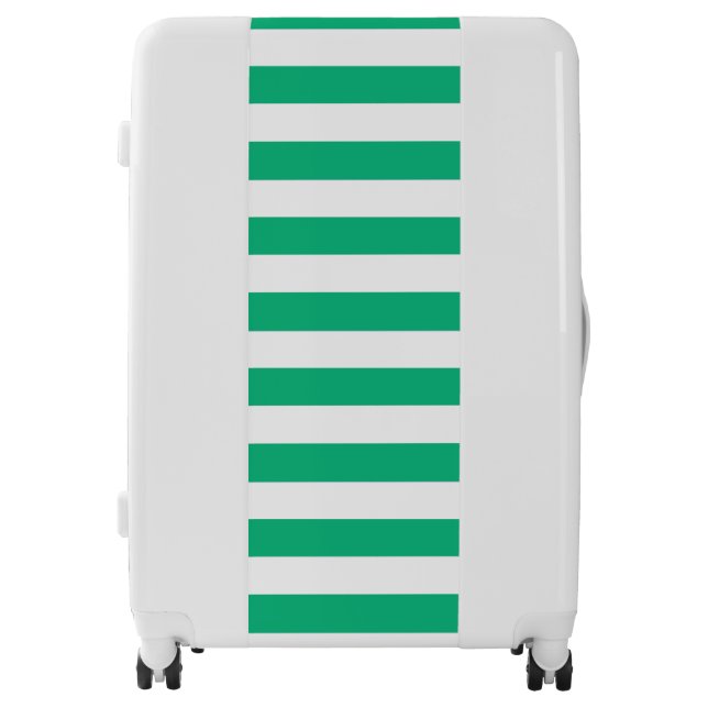 Classic Grass Green and White Striped Pattern Luggage (Front)