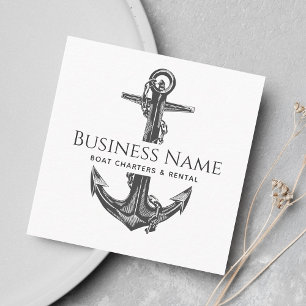 Classic Gray Anchor & Chain Nautical Social Media  Square Business Card