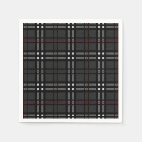 Classic gray and black plaid pattern napkins