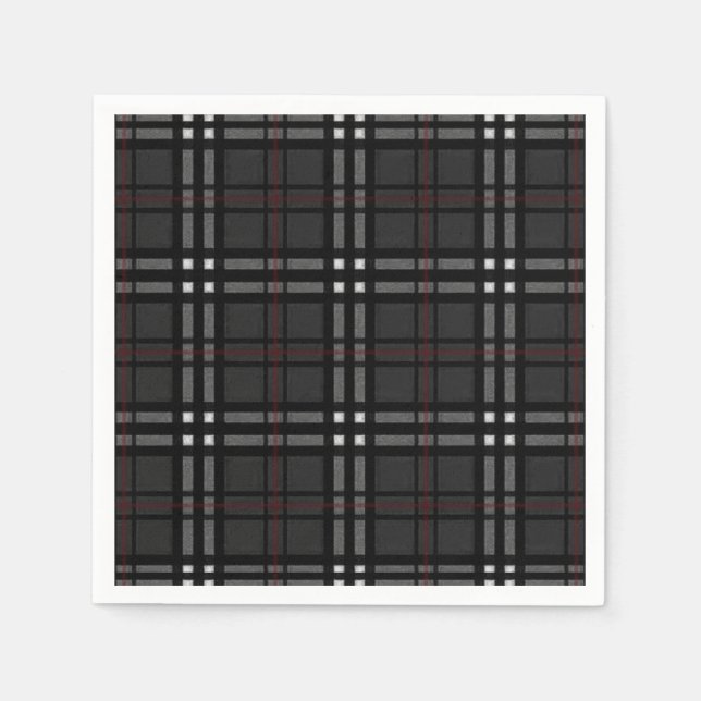 Classic gray and black plaid pattern napkins (Front)