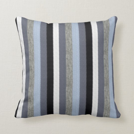 Classic Gray and Blue Stripes Throw Pillow