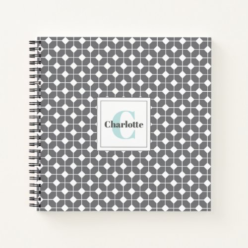 Classic Gray and White Hexagon Quilt Pattern Notebook
