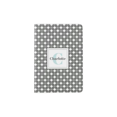Classic Gray and White Hexagon Quilt Pattern Passport Holder
