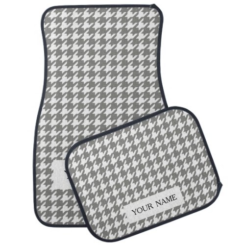 Classic Gray and White Houndstooth Pattern Car Mat