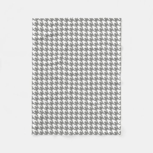 Classic Gray and White Houndstooth Pattern Fleece Blanket