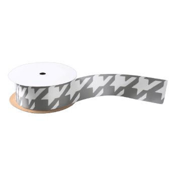 Classic Gray And White Houndstooth Pattern Satin Ribbon by GraphicsByMimi at Zazzle