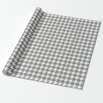 Classic Gray And White Houndstooth Pattern Wrapping Paper by GraphicsByMimi at Zazzle