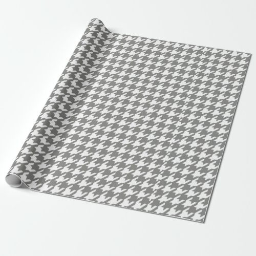 Classic Gray and White Houndstooth Pattern Wrapping Paper