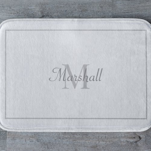 Classic Gray And White Monogrammed Bath Mat