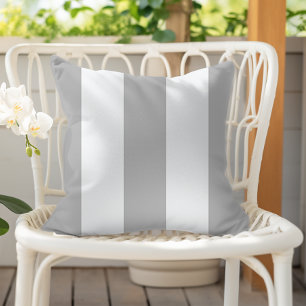 Classic Gray and White Vertical Cabana Stripes Outdoor Pillow