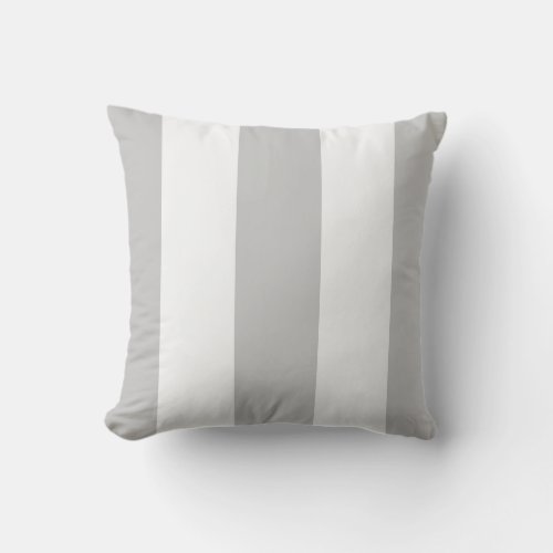Classic Gray and White Vertical Cabana Stripes Outdoor Pillow