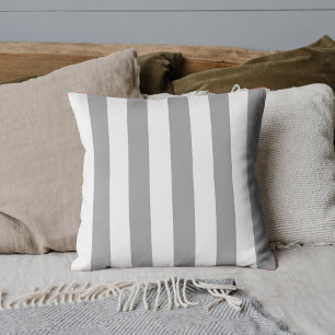 Classic gray and white vintage stripes throw pillow