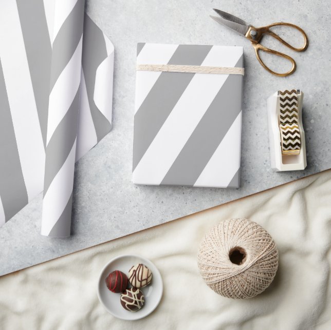 Classic gray and white vintage stripes wrapping paper (Crafts)