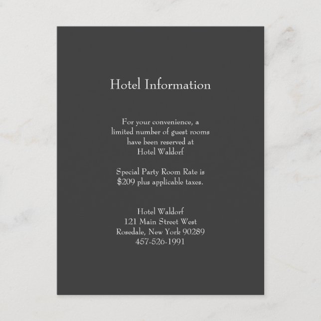 Classic Gray Bar Mitzvah Information Card (Front)