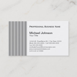 Classic Gray Black Pinstripe Custom Professional Business Card
