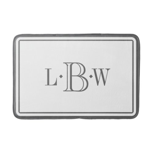 Classic Gray Border Monogrammed Bathroom Mat