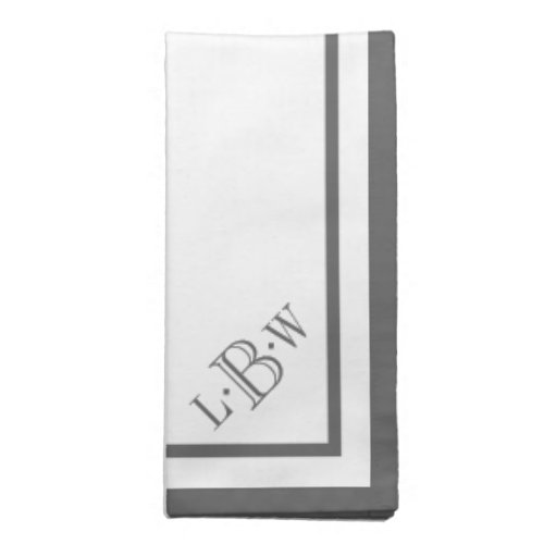 Classic Gray Border Monogrammed Napkin