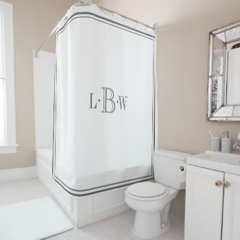 Classic Gray Border Monogrammed Shower Curtain by Letsrendevoo at Zazzle