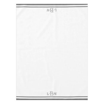 Classic Gray Border Monogrammed Tablecloth by Letsrendevoo at Zazzle