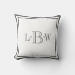 Classic Gray Border Monogrammed Throw Pillow at Zazzle